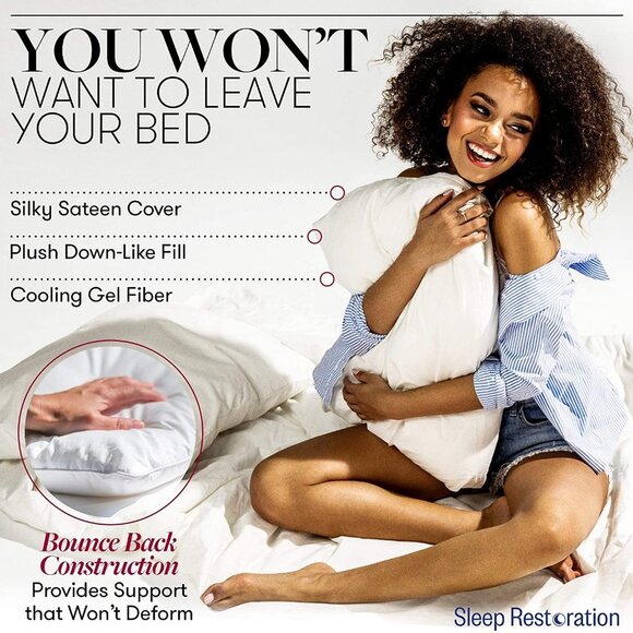 Bed Pillows for Sleeping - Queen Size, Set of 2 - Picture 4 of 5